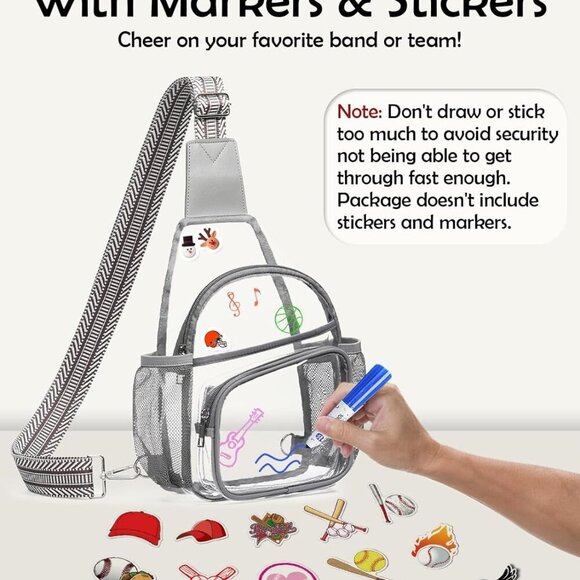 Clear Stadium Bag Unisex Large Capacity Waterproof TPU Crossbody - Picture 6 of 8